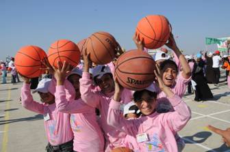 Kinderen in Gaza verbreken het wereldrecord dribbelen (foto: UNRWA)